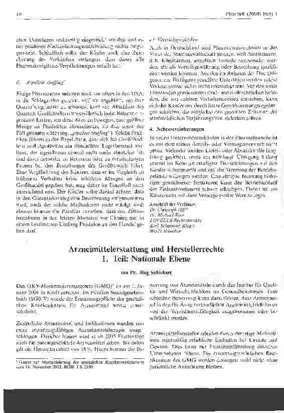 Vorschauseite 1: Arzneimittelerstattung und Herstellerrechte 1. Teil: Nationale Ebene