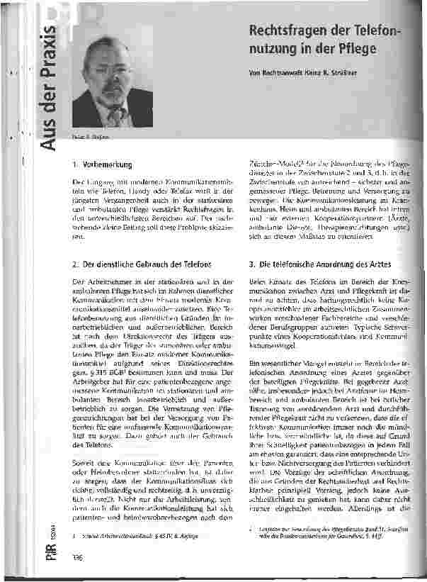 Vorschauseite 1: Rechtsfragen der Telefonnutzung in der Pflege