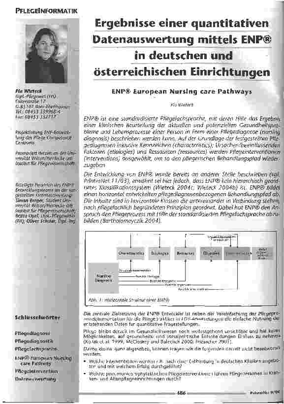 Vorschauseite 1: Ergebnisse einer quantitativen Datenauswertung mittels ENP® in deutschen und österreichischen Einrichtungen