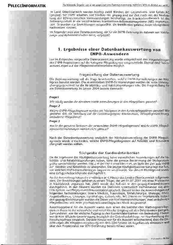 Vorschauseite 3: Ergebnisse einer quantitativen Datenauswertung mittels ENP® in deutschen und österreichischen Einrichtungen