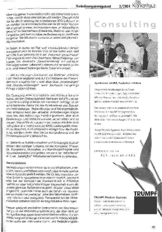 Vorschauseite 2: Veränderungsmanagement im DRG-Zeitalter Anpassungsprozesse müssen integrativ bewältigt werden