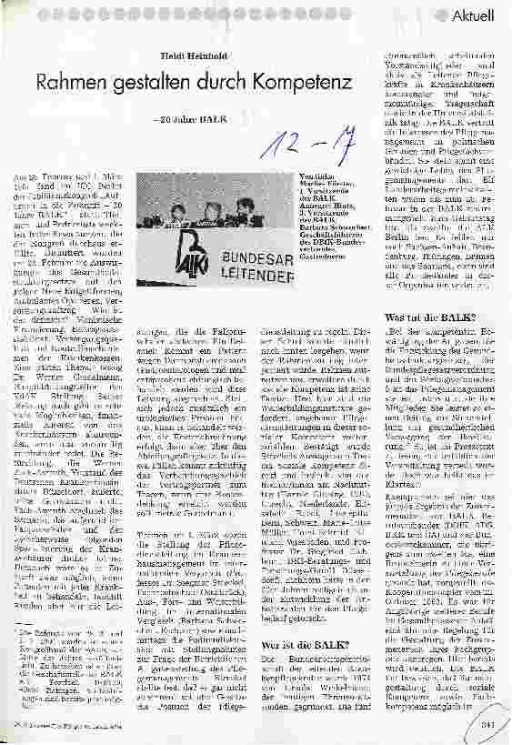 Vorschauseite 1: Rahmen gestalten durch Kompetenz 20 Jahre BALK