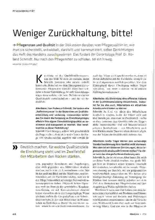 Vorschauseite 1: Weniger Zurückhaltung, bitte!