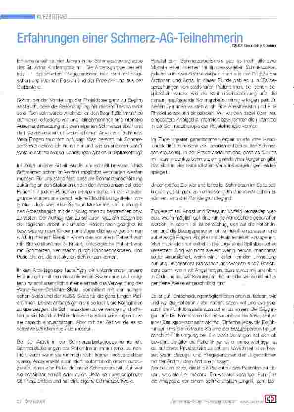 Vorschauseite 1: Erfahrungen einer Schmerz-AG-Teilnehmerin