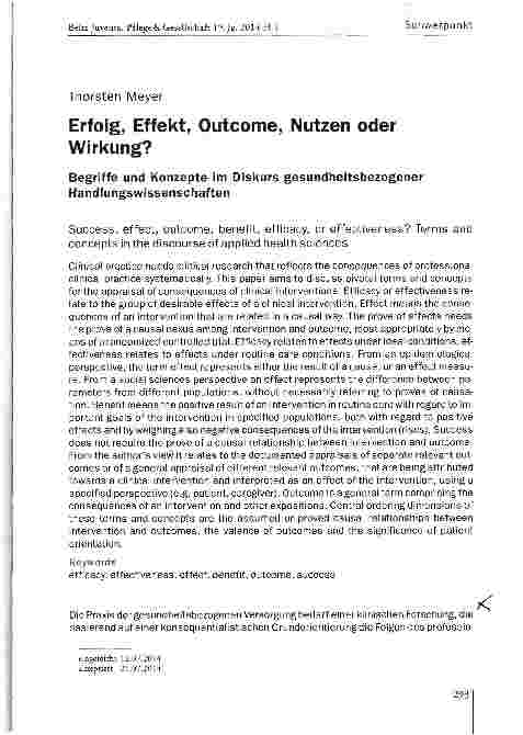 Vorschauseite 1: Erfolg, Effekt, Outcome, Nutzen oder Wirkung?