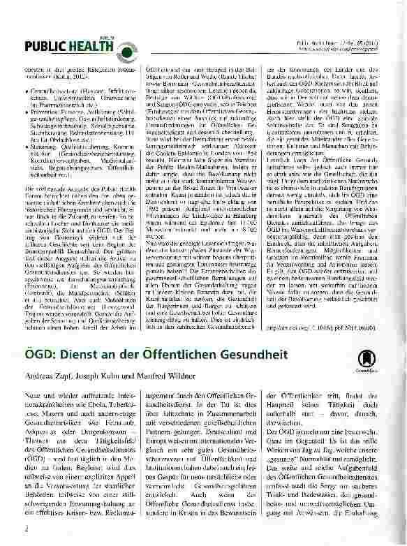 Vorschauseite 1: OGD: Dienst an der Öffentlichen Gesundheit