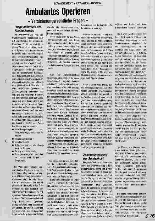 Vorschauseite 1: Ambulantes Operieren Versicherungsrechtliche Fragen