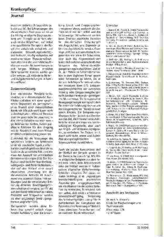 Vorschauseite 5: Psychosomatik rheumatischer Erkrankungen