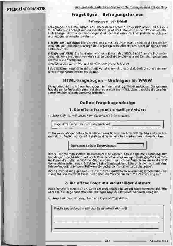 Vorschauseite 4: Online-Fragebögen als Erhebungsinstrument in der Pflege