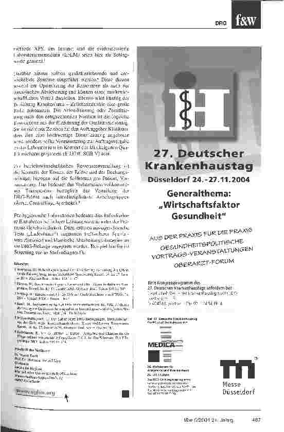 Vorschauseite 4: Die Rolle der Hygiene im DRG-vergüteten KrankenhausHygiene-Institute tragen zum Gewinnpotenzial der Kliniken bei