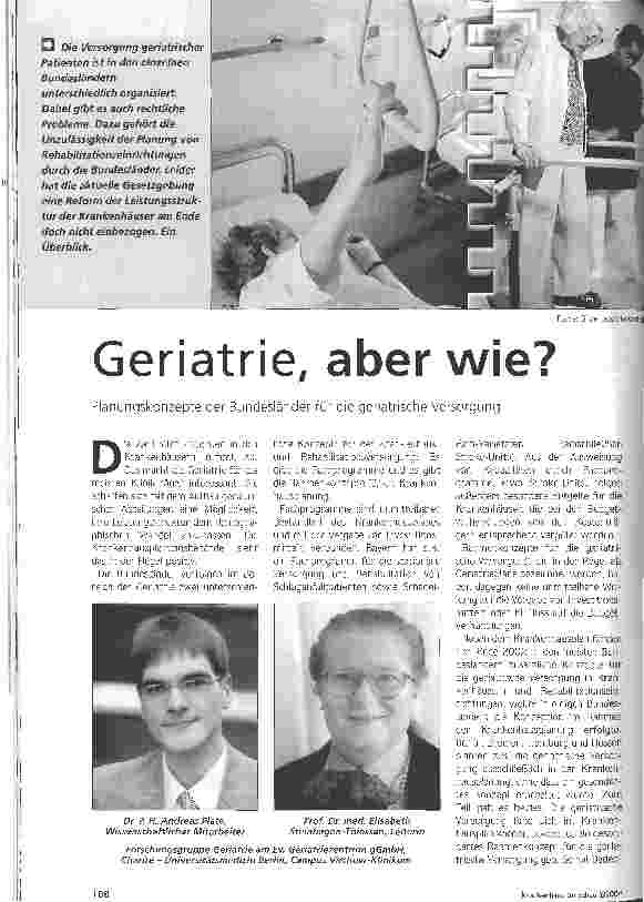 Vorschauseite 1: Geriatrie, aber wie? Planungskonzepte der Bundesländer für die geriatrische Versorgung