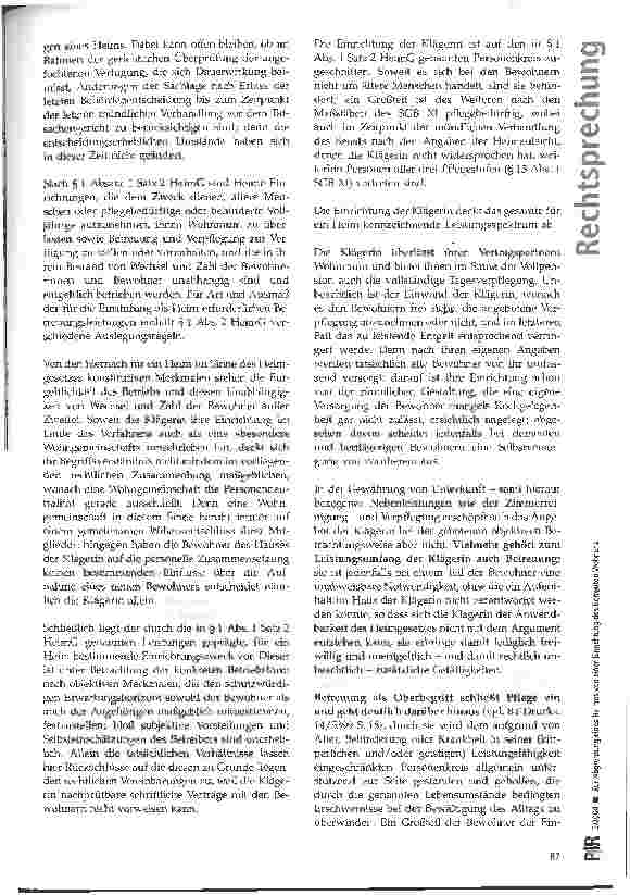 Vorschauseite 5: Zur Abgrenzung eines Heimes von einer Einrichtung des Betreuten Wohnens VGH Baden-Württemberg, Urteil vom 25.06.2003