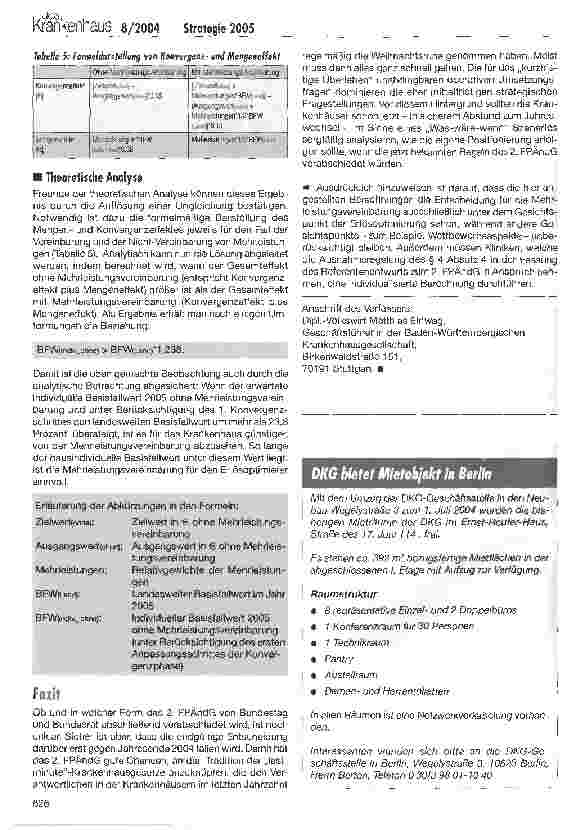 Vorschauseite 4: Strategie 2005: Mehrleistungen vereinbaren?Analyse der Regelungen zur Mehrleistungsbewertung und Konvergenzphase des 2. FPÄndG (Referentenentwurf)