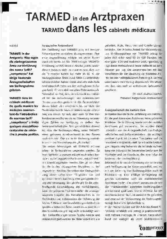 Vorschauseite 1: TARMED in den Arztpraxen