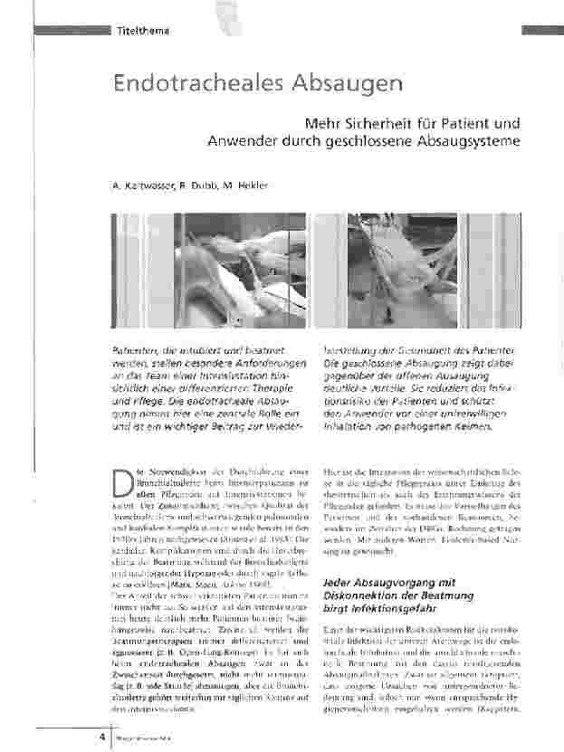 Vorschauseite 1: Endotracheales AbsaugenMehr Sicherheit für Patient und Anwender durch geschlossene Absaugsystem