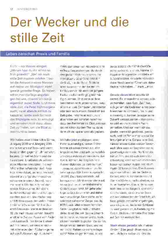 Vorschauseite 1: Der Wecker und die stille ZeitLeben zwischen Praxis und Familie