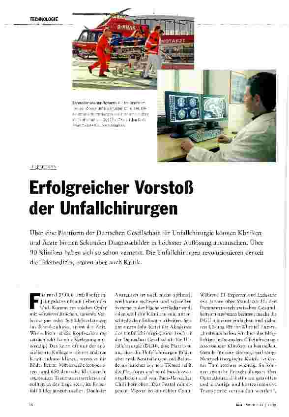Vorschauseite 1: Erfolgreicher Vorstoß der Unfallchirurgen