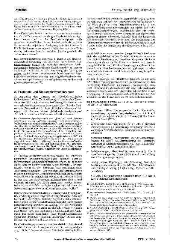 Vorschauseite 2: Protokoll und Niederschriftoder: Von den Mühen der Tarifauslegung