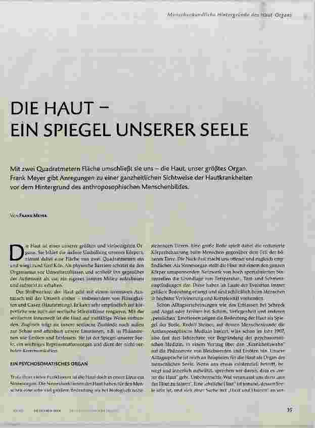Vorschauseite 1: DIE HAUT-EIN SPIEGEL UNSERER SEELE