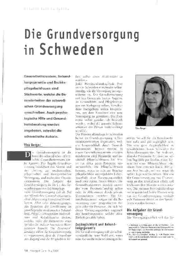 Vorschauseite 1: Die Grundversorgung in Schweden