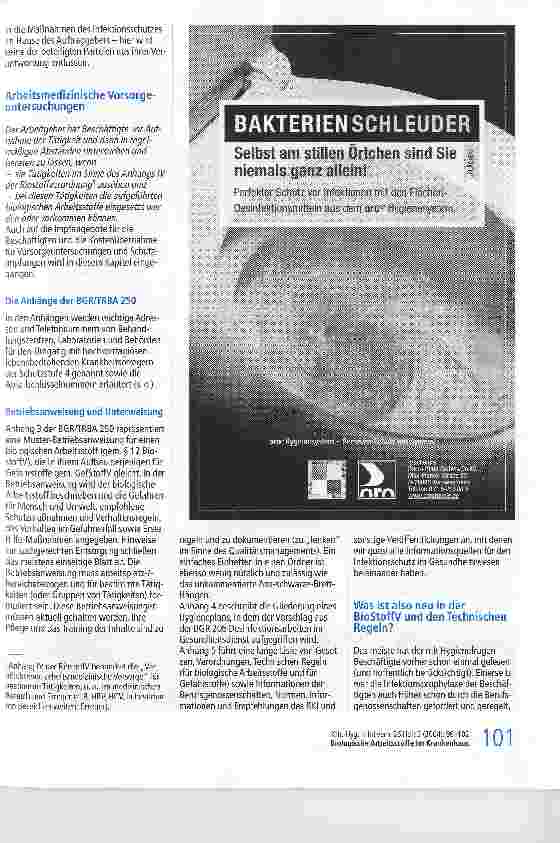 Vorschauseite 6: Biologische Arbeitsstoffe im KrankenhausMikroorganismen aus der Sicht des Arbeitsschutzes