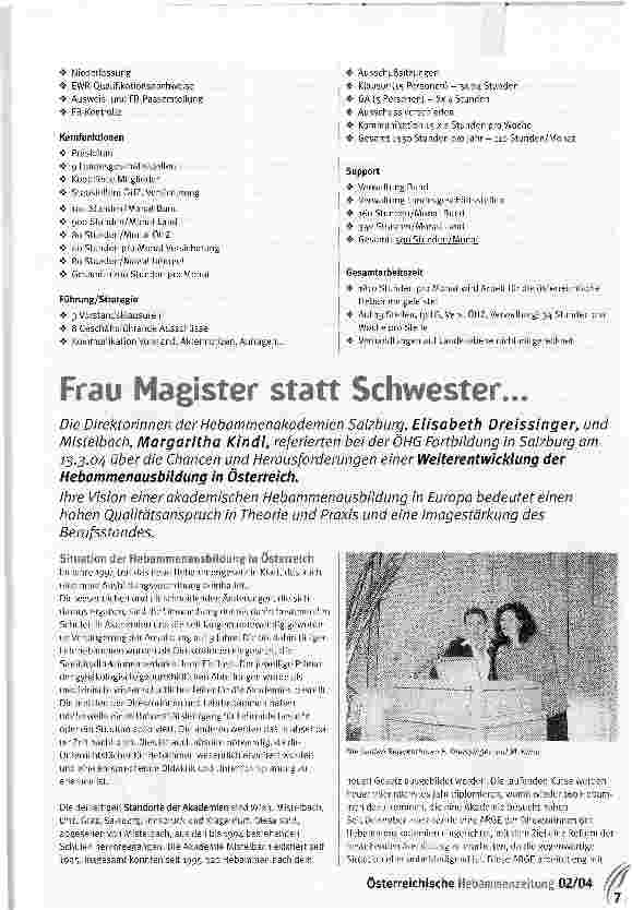 Vorschauseite 1: Frau Magister statt Schwester...