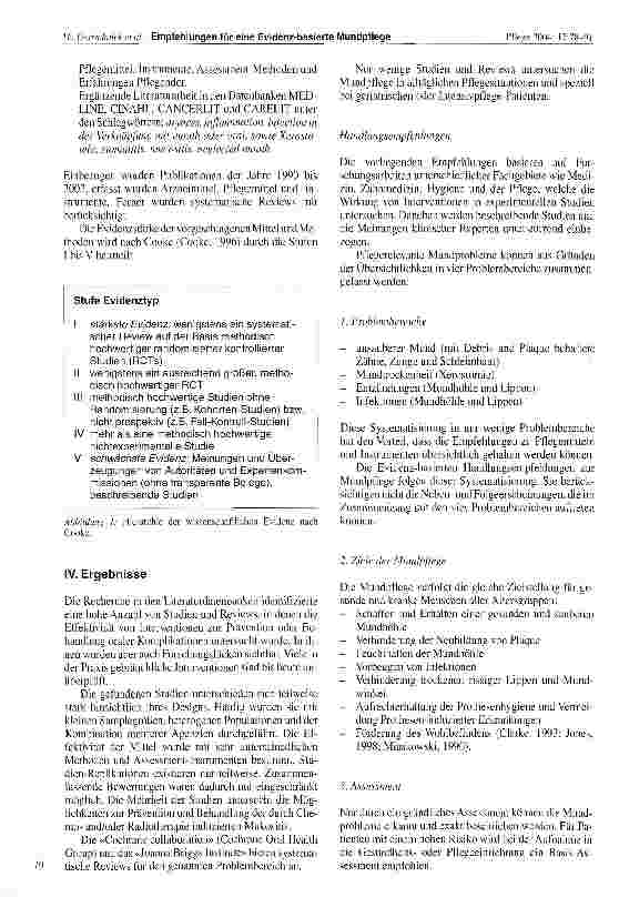 Vorschauseite 2: Empfehlungen für eine Evidenz-basierte Mundpflege bei Patienten in Gesundheitsund Pflegeeinrichtungen