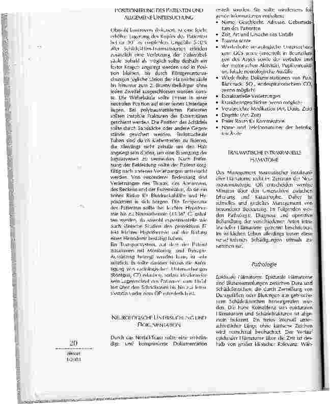 Vorschauseite 3: SCHOCKRAUM-MANAGEMENT: SPEZIELLE ASPEKTE AUS DER SICHT DER NEUROCHIRURGIE