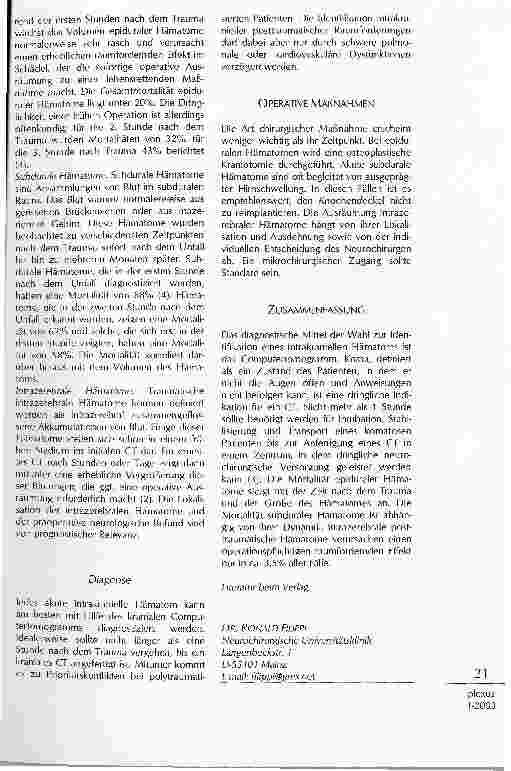 Vorschauseite 4: SCHOCKRAUM-MANAGEMENT: SPEZIELLE ASPEKTE AUS DER SICHT DER NEUROCHIRURGIE