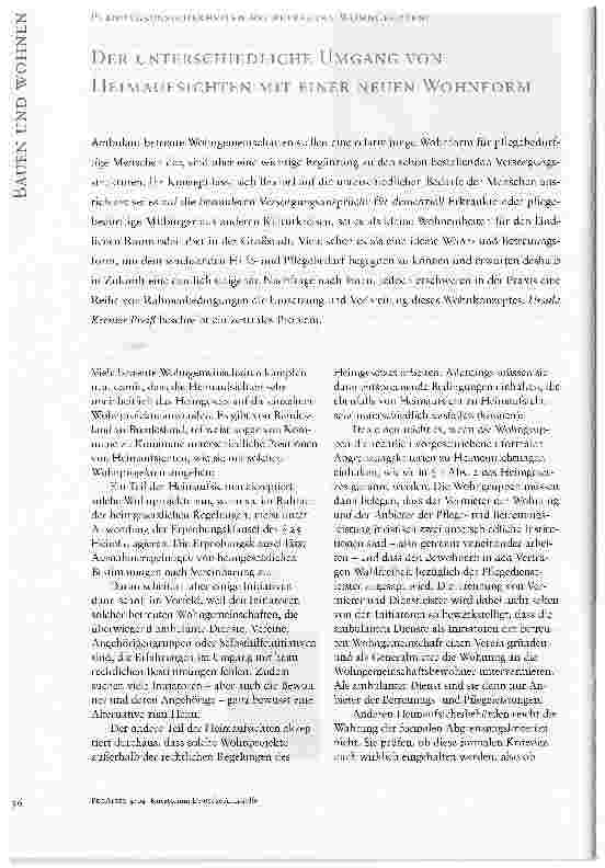 Vorschauseite 1: DER UNTERSCHIEDLICHE UMGANG VON HEIMAUFSICHTEN MIT EINER NEUEN WOHNFORM