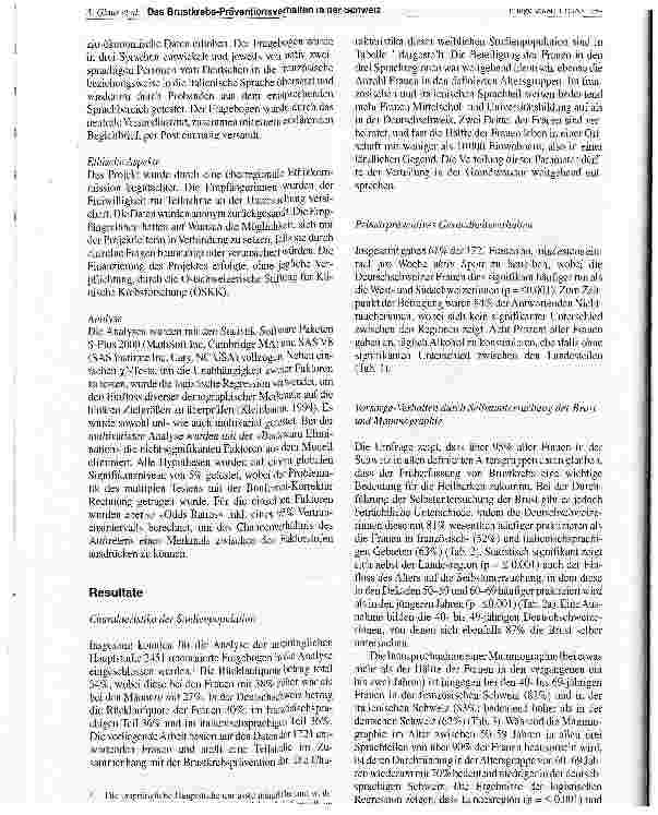 Vorschauseite 4: Das Brustkrebs-Präventionsverhalten in der Schweiz: aus der Perspektive von Frauen aus drei Sprachregionen der Schweiz