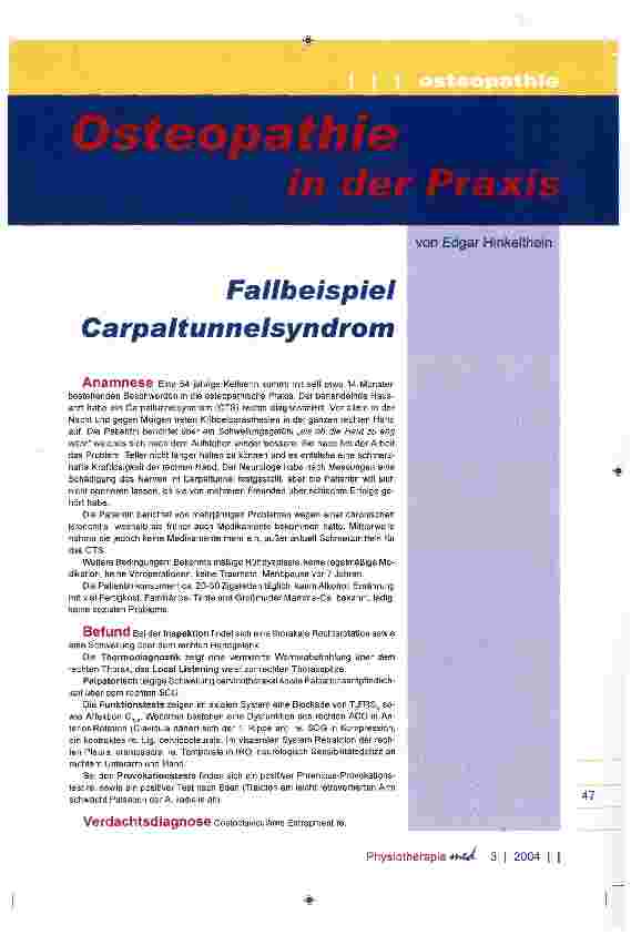 Vorschauseite 1: Fallbeispiel Carpaltunnelsyndrom