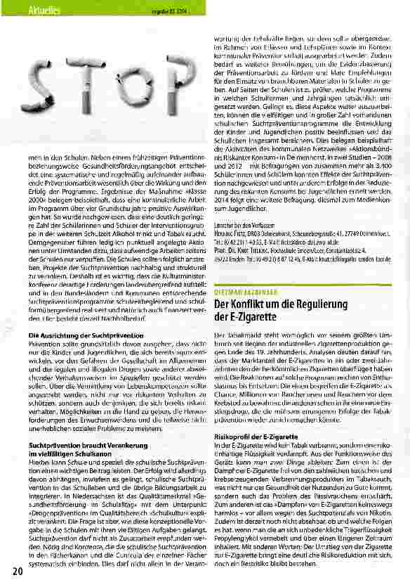 Vorschauseite 1: Der Konflikt um die Regulierung der E-Zigarette