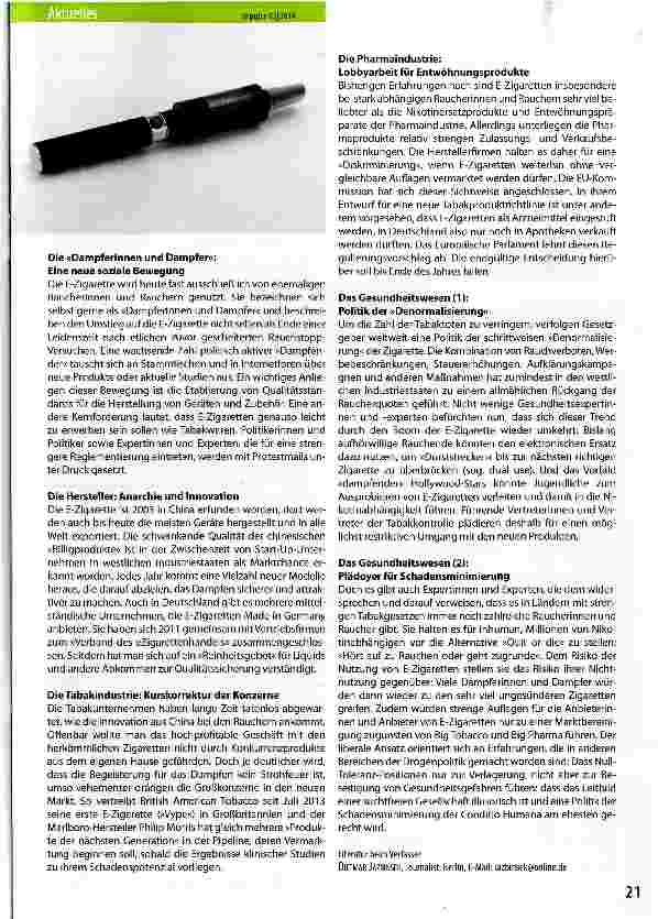 Vorschauseite 2: Der Konflikt um die Regulierung der E-Zigarette