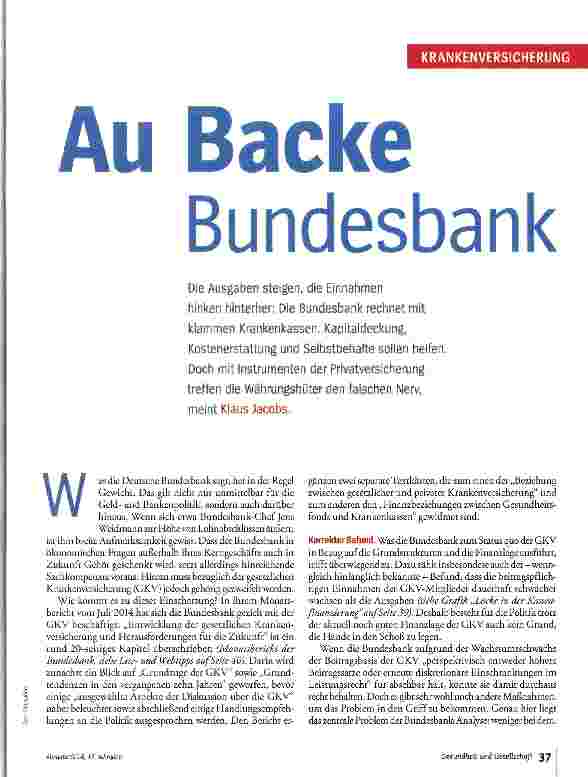 Vorschauseite 1: Au Backe Bundesbank