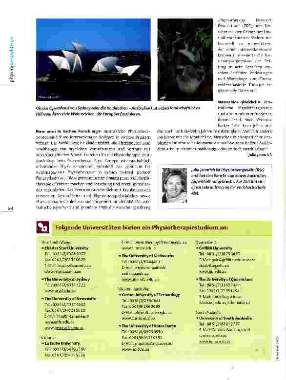 Vorschauseite 3: Physiotherapie in Australien Hohes Niveau down under