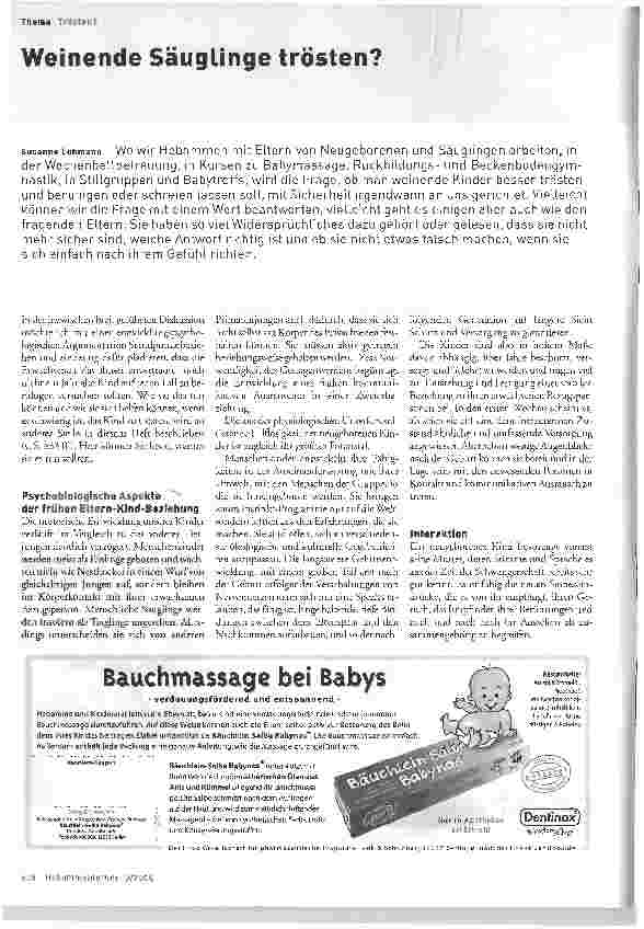 Vorschauseite 1: Weinende Säuglinge trösten?