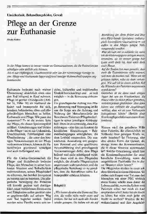 Vorschauseite 1: Pflege an der Grenze zur Euthanasie Unsicherheit, Behandlungsfehler, Gewalt