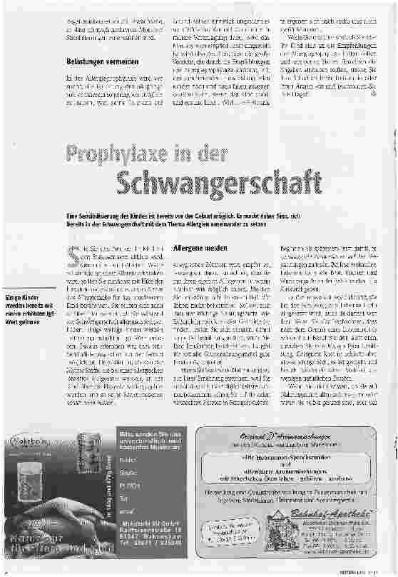 Vorschauseite 1: Prophylaxe in der Schwangerschaft