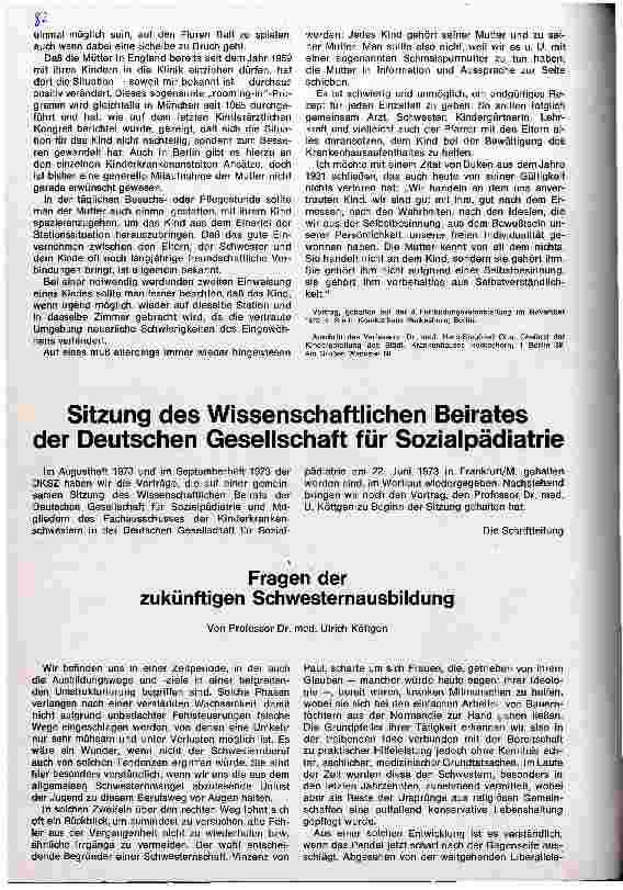 Vorschauseite 1: Fragen der zukünftigen Schwesternausbildung