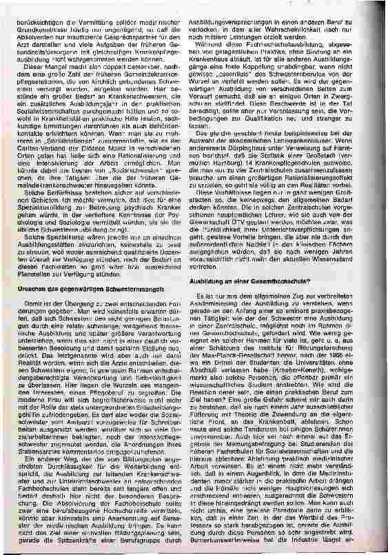 Vorschauseite 3: Fragen der zukünftigen Schwesternausbildung