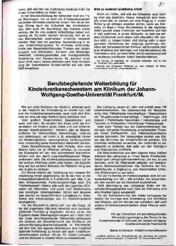 Vorschauseite 4: Fragen der zukünftigen Schwesternausbildung
