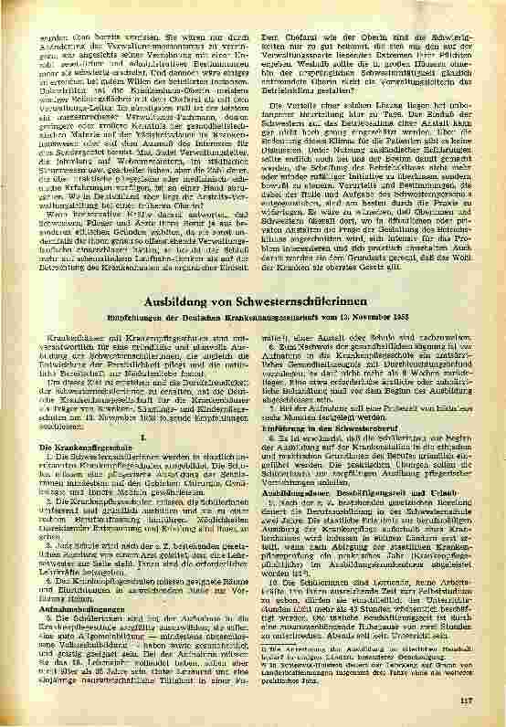 Vorschauseite 1: Ausbildung von Schwesternschülerinnen - Empfehlungen der Deutschen Krankenhausgesellschaft vom 13.11.1953