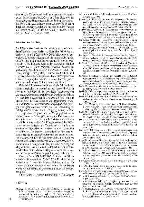 Vorschauseite 5: Die Entwicklung der Pflegewissenschaft in Europa