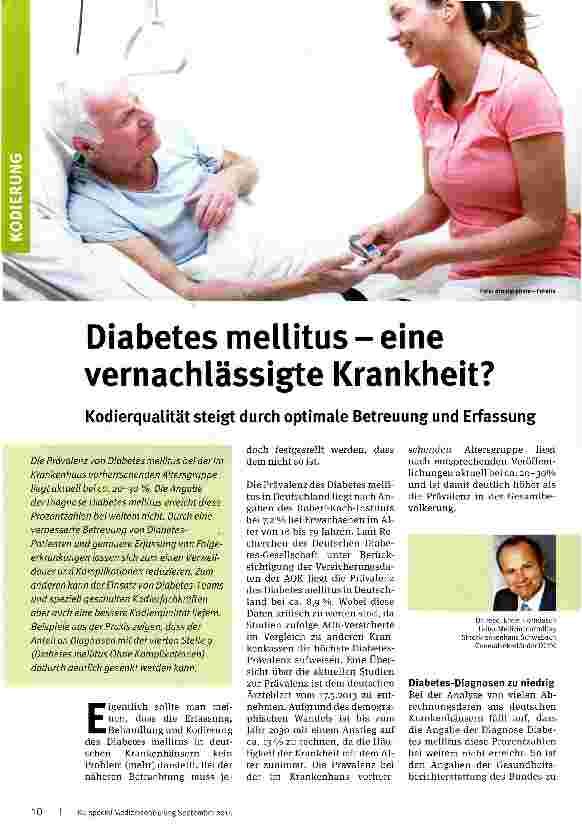 Vorschauseite 1: Diabetes meilitus - eine vernachlässigte Krankheit?