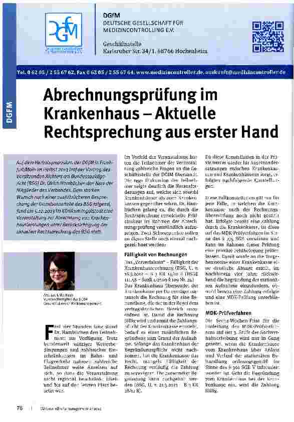 Vorschauseite 1: Abrechnungsprüfung im Krankenhaus - Aktuelle Rechtsprechung aus erster Hand