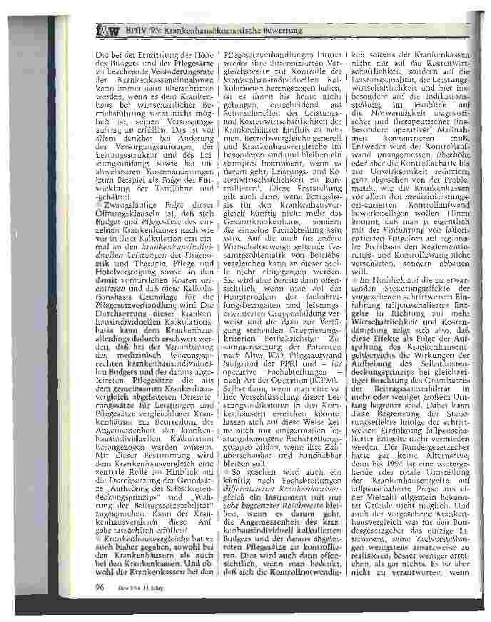 Vorschauseite 3: Krankenhausökonomische Bewertung Referentenentwurf zur BPflV 1995