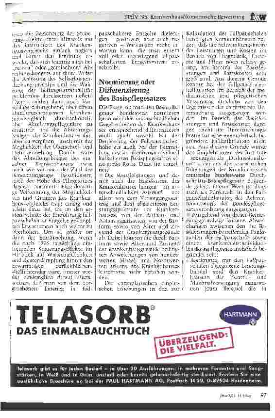 Vorschauseite 4: Krankenhausökonomische Bewertung Referentenentwurf zur BPflV 1995