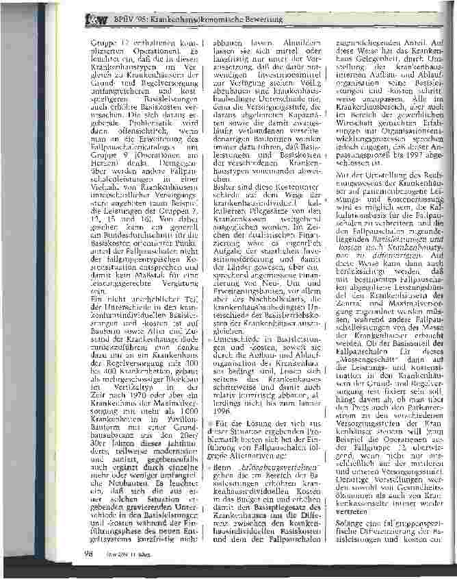 Vorschauseite 5: Krankenhausökonomische Bewertung Referentenentwurf zur BPflV 1995