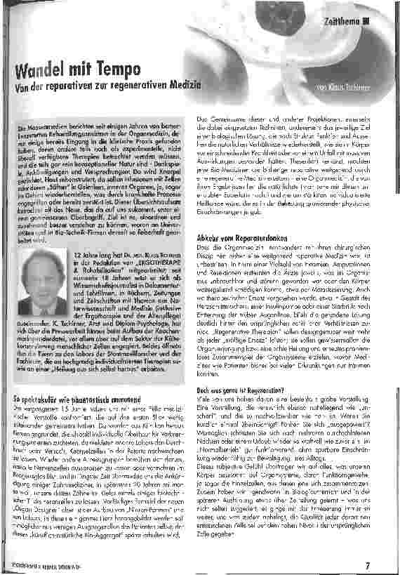 Vorschauseite 1: Wandel mit TempoVon der reparativen zur regenerativen Medizin
